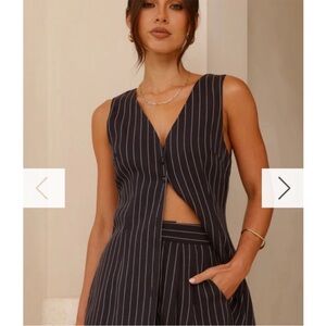 Chic Navy Pinstripe Top and Short Set XS